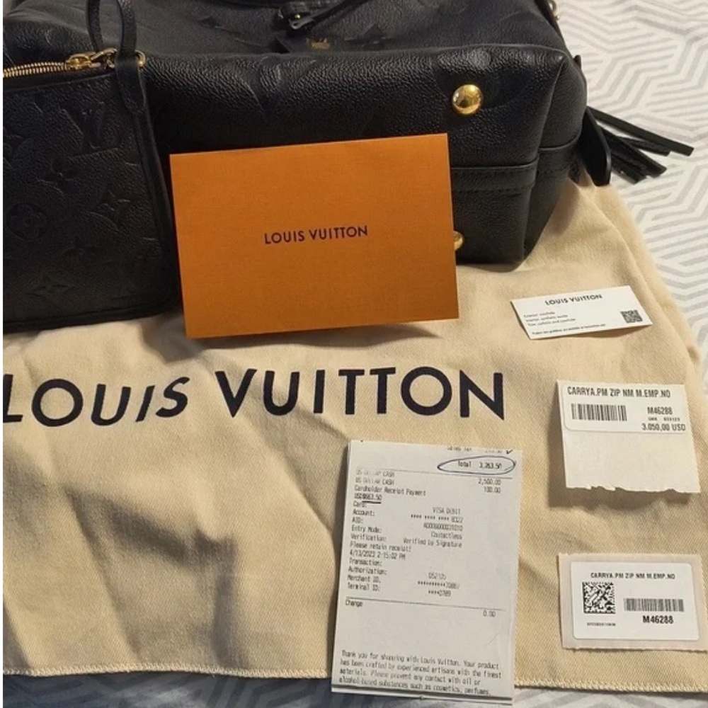 Louis Vuitton Black Embossed Monogram Shoulder Bag with Pouch - Picture 5 of 6